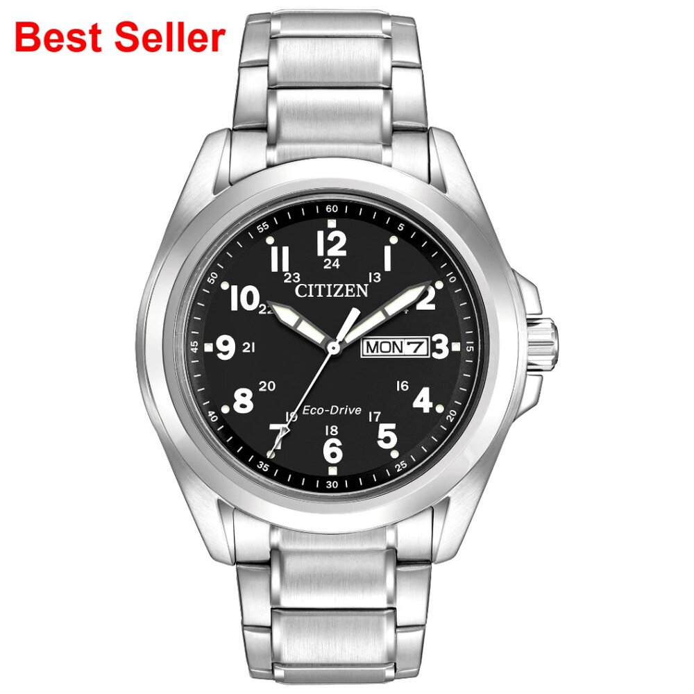 Stainless Steel Eco-Drive Weekender Garrison Field Watch, Day Date